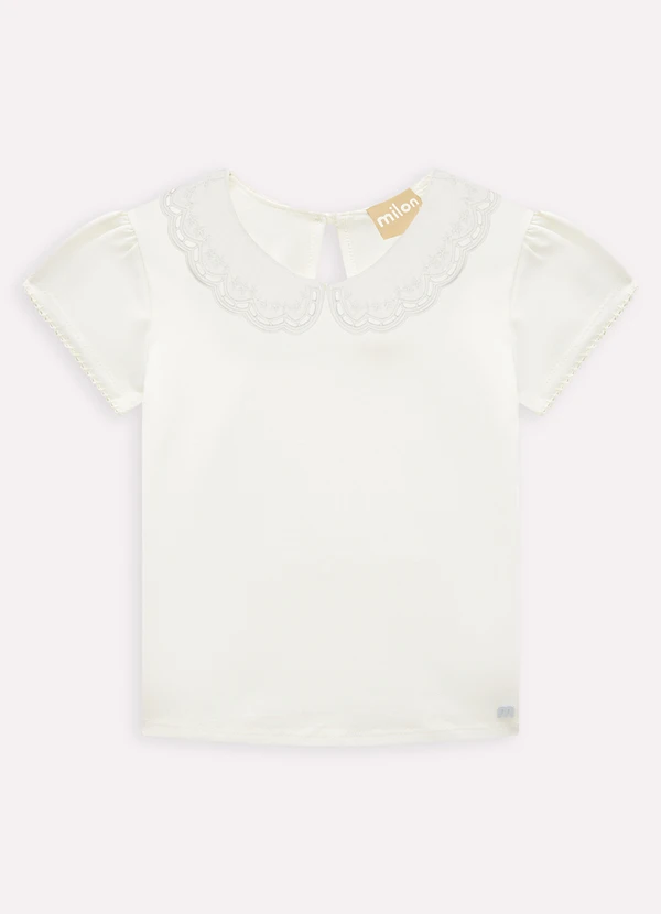 Milon - Blusa Infantil Menina Bordada Off White 3