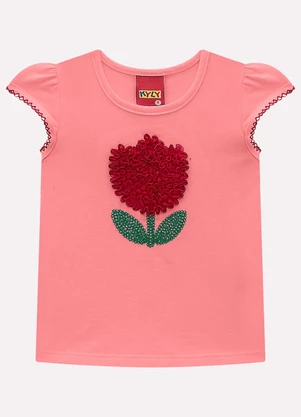 Kyly - Blusa Infantil Menina Bordada Rosa - KYLY
