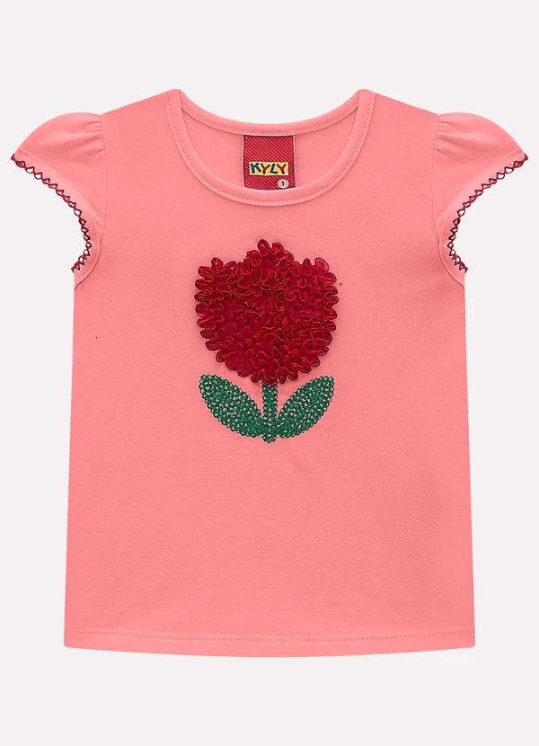 Kyly - Blusa Infantil Menina Bordada Rosa