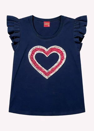 Kyly - Blusa Infantil Menina Bordado Azul Marinho - KYLY
