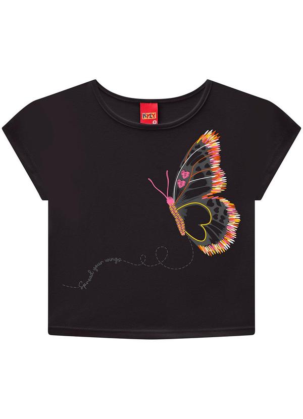 Kyly - Blusa Infantil Menina Bordado Cinza Escuro 2