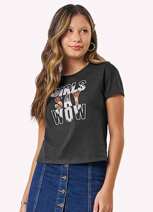 Kyly - Blusa Infantil Menina Bordado Cinza - KYLY