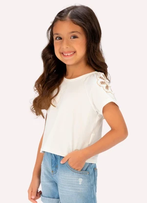 Milon - Blusa Infantil Menina BordadoBege - MILON