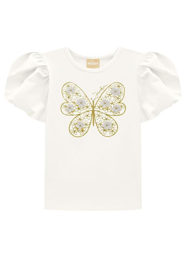 Milon - Blusa Infantil Menina Bordado Off White