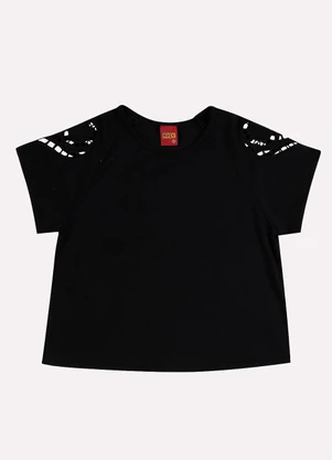 Kyly - Blusa Infantil Menina Bordado Preto - KYLY