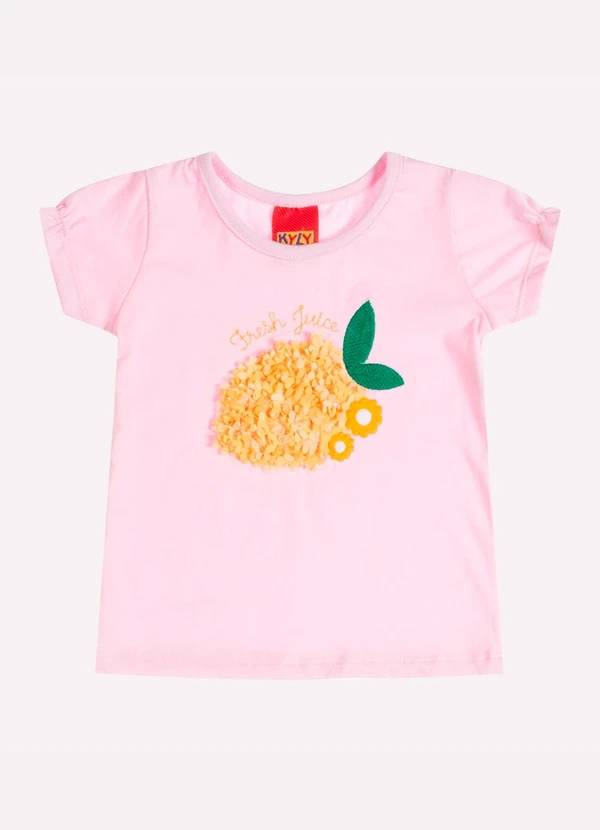 Kyly - Blusa Infantil Menina Bordado Rosa