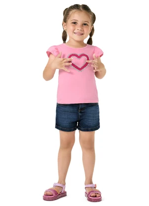 Kyly - Blusa Infantil Menina Bordado Rosa - KYLY