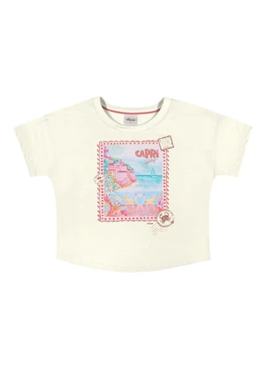 Elian - Blusa Infantil Menina Brilho Stamp Bege - ELIAN
