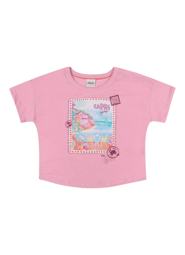 Elian - Blusa Infantil Menina Brilho Stamp Rosa 3