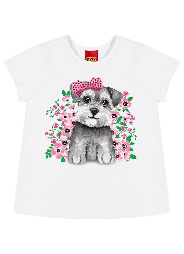 Kyly - Blusa Infantil Menina Cachorrinho Branco