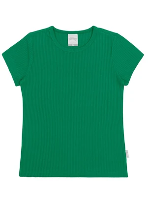 Alakazoo - Blusa Infantil Menina Canelada Básica Verde - ALAKAZOO