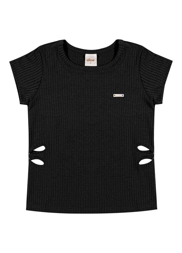 Elian - Blusa Infantil Menina Canelada Elian Preto