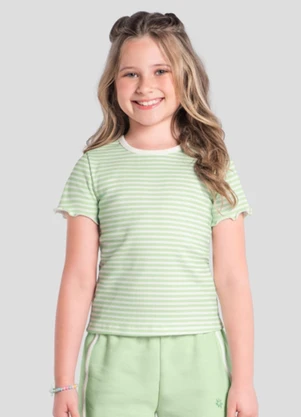 Brandili - Blusa Infantil Menina Canelada Verde - BRANDILI
