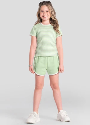 Brandili - Blusa Infantil Menina Canelada Verde - BRANDILI