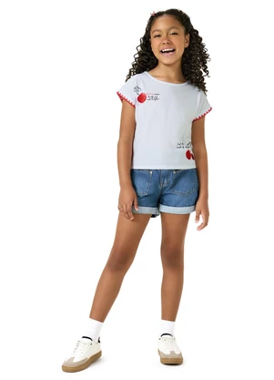 Kyly - Blusa Infantil Menina Cerejas Branco - KYLY
