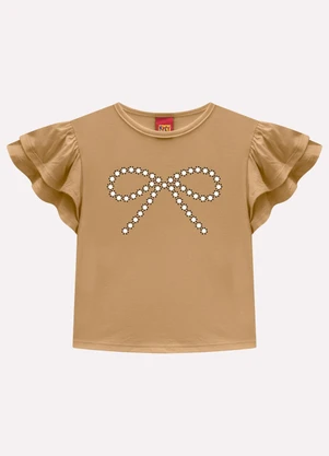 Kyly - Blusa Infantil Menina com Babados Marrom - KYLY