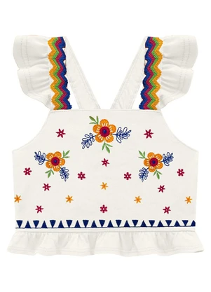 Nanai - Blusa Infantil Menina com Bordado Off White - NANAI