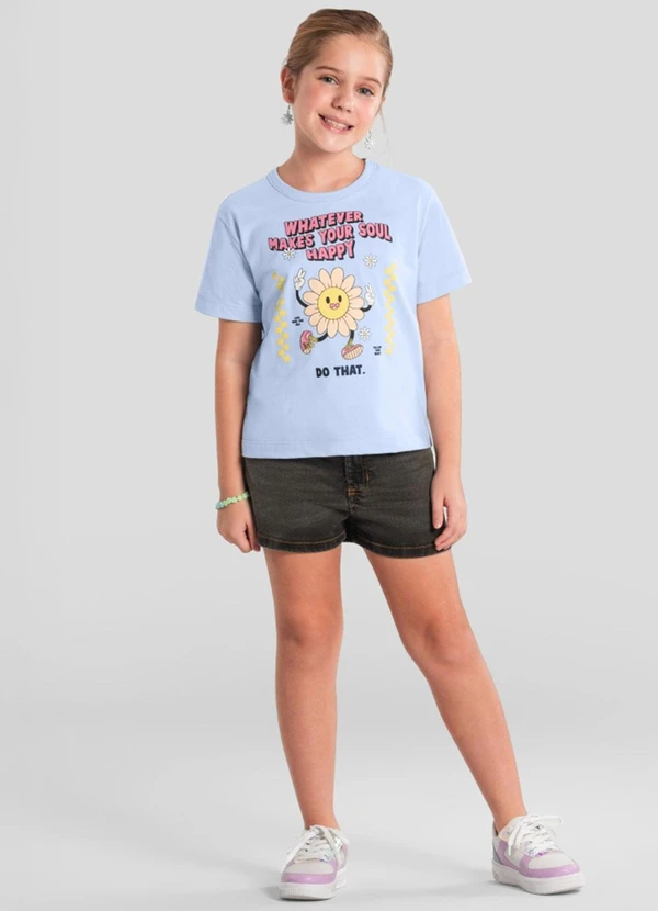 Brandili - Blusa Infantil Menina com Estampa de Flor Azul 2