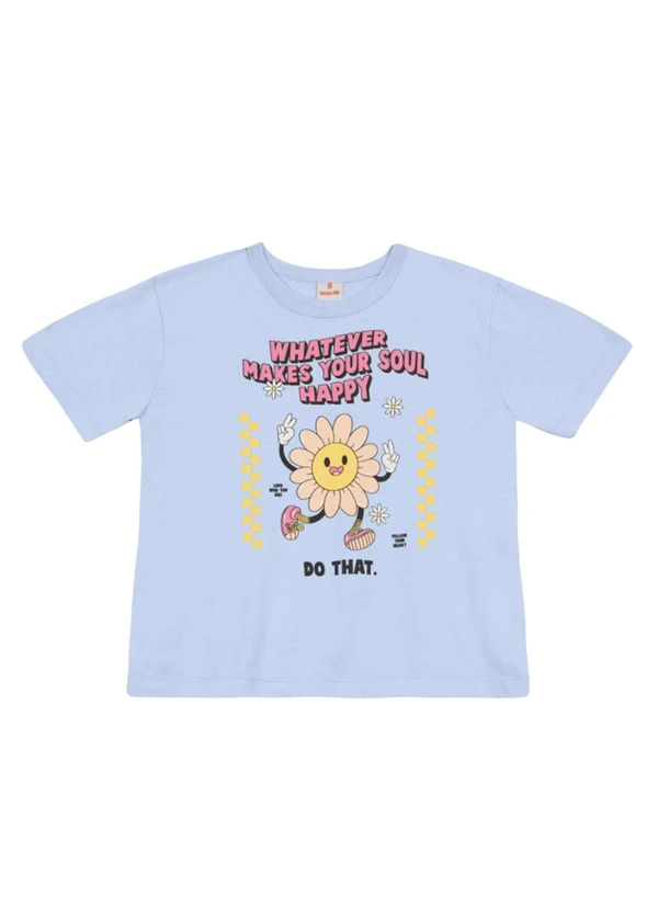 Brandili - Blusa Infantil Menina com Estampa de Flor Azul 3