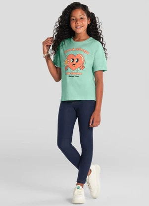Brandili - Blusa Infantil Menina com Estampa de Flor Azul - BRANDILI
