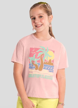 Brandili - Blusa Infantil Menina com Estampa de Flor Rosa - BRANDILI