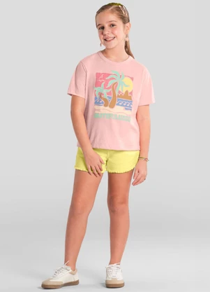 Brandili - Blusa Infantil Menina com Estampa de Flor Rosa - BRANDILI