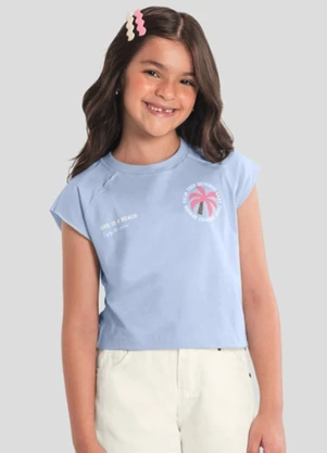 Brandili - Blusa Infantil Menina com Estampa Tropical Azul - BRANDILI