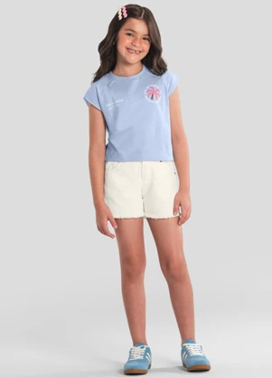 Brandili - Blusa Infantil Menina com Estampa Tropical Azul - BRANDILI