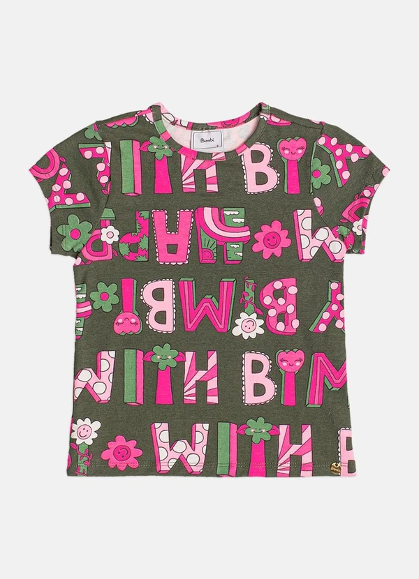 Bimbi - Blusa Infantil Menina com Lettering Verde