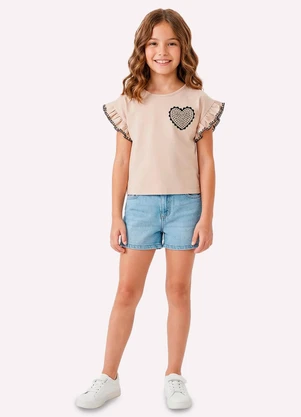 Kyly - Blusa Infantil Menina com Strass Bege - KYLY