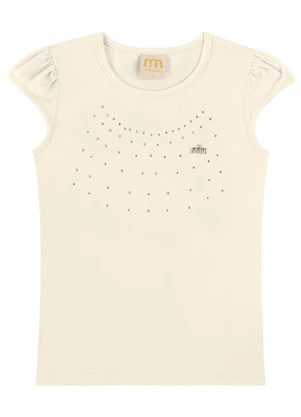 Milli e Nina - Blusa Infantil Menina com Strass Bege - MILLI E NINA