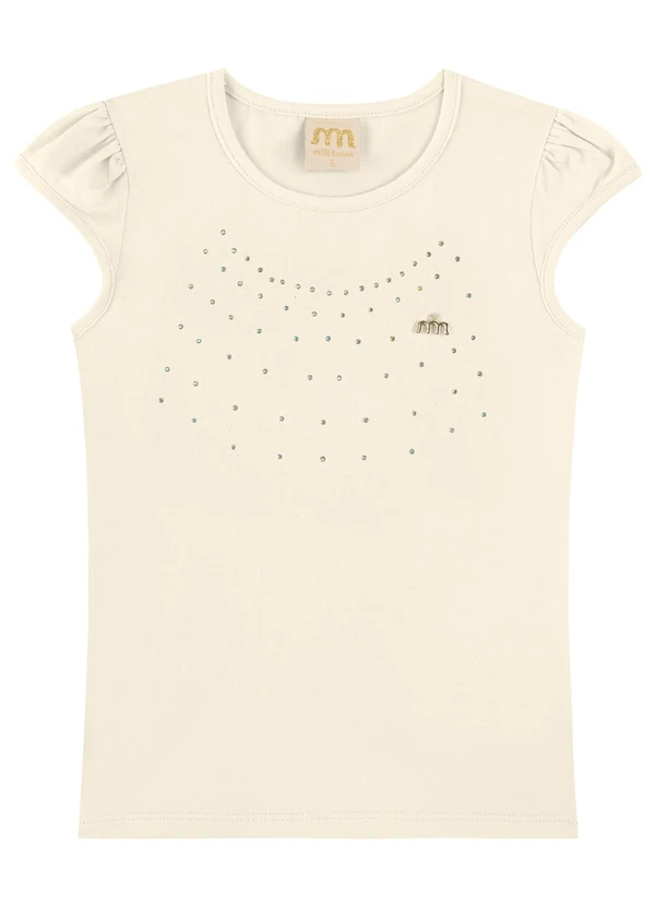 Milli e Nina - Blusa Infantil Menina com Strass Bege