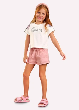 Nanai - Blusa Infantil Menina com Strass Off White - NANAI