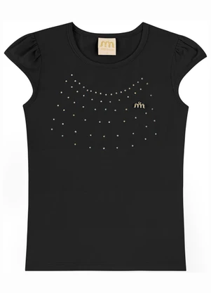 Milli e Nina - Blusa Infantil Menina com Strass Preto - MILLI E NINA