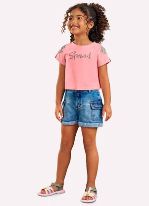 Nanai - Blusa Infantil Menina com Strass Rosa - NANAI