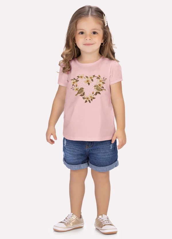 Milon - Blusa Infantil Menina com Strass Rosa