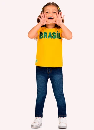 Kyly - Blusa Infantil Menina Copa do Mundo Amarelo - KYLY
