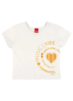 Kyly - Blusa Infantil Menina Coração Off White - KYLY