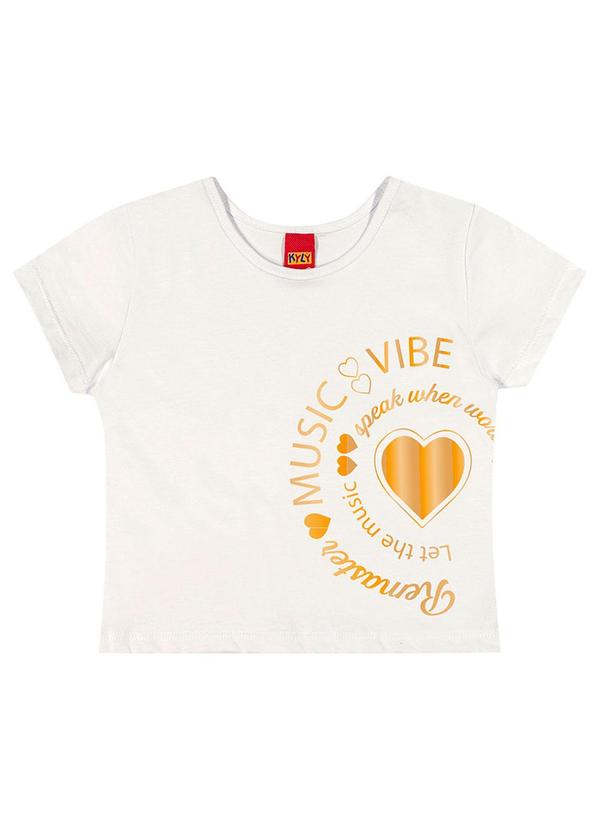 Kyly - Blusa Infantil Menina Coração Off White