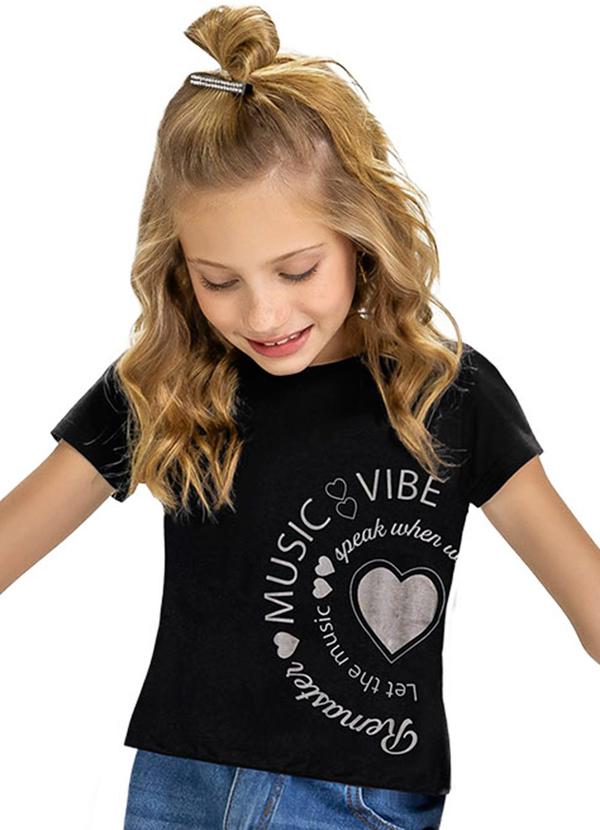 Kyly - Blusa Infantil Menina Coração Preto