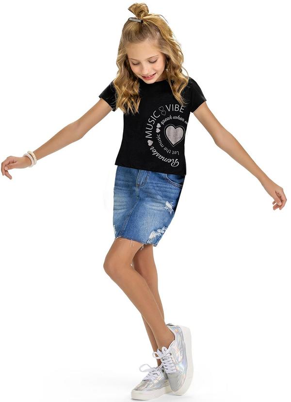 Kyly - Blusa Infantil Menina Coração Preto 2