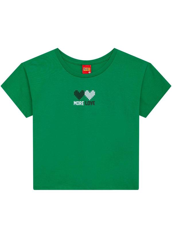 Kyly - Blusa Infantil Menina Corações Verde