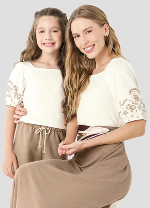 Kely Kety - Blusa Infantil Menina Cotton Bege - KELY KETY