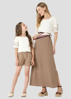 Kely Kety - Blusa Infantil Menina Cotton Bege - KELY KETY