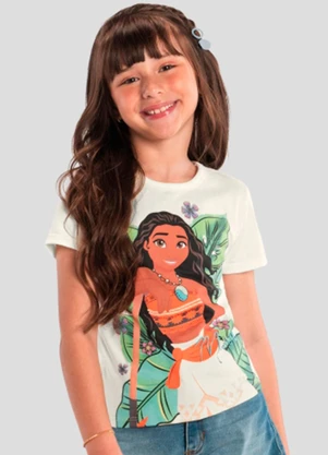 Brandili - Blusa Infantil Menina da Moana Bege - BRANDILI