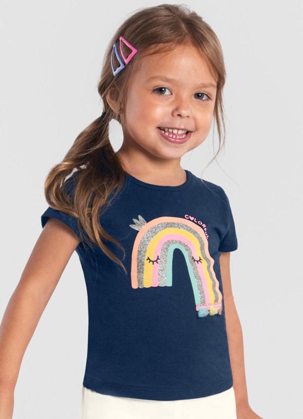 Brandili - Blusa Infantil Menina de Arcoíris Azul