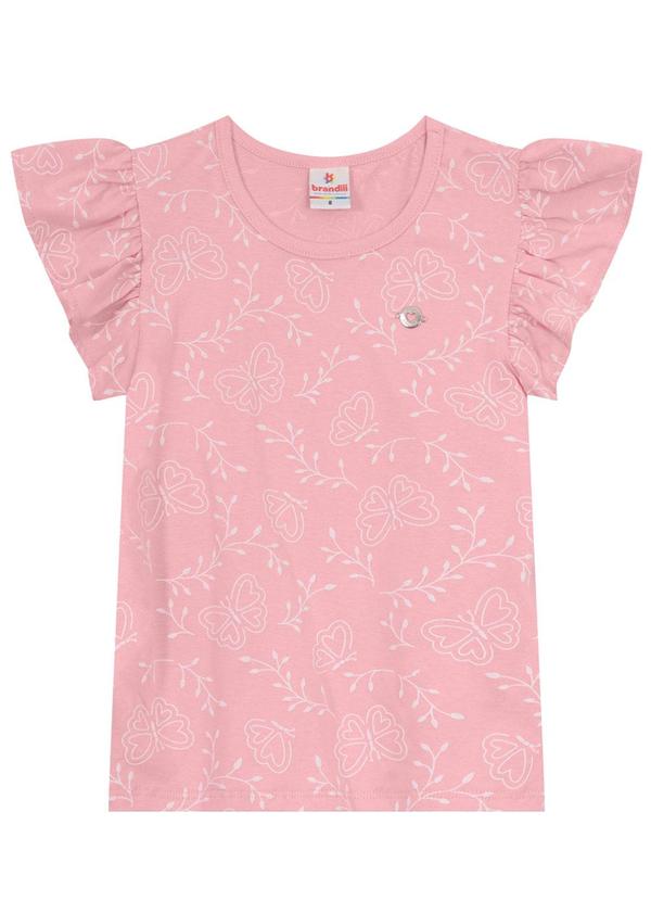 Brandili - Blusa Infantil Menina de Borboleta Rosa