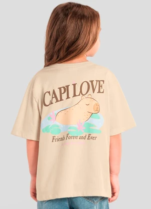Brandili - Blusa Infantil Menina de Capivara Bege - BRANDILI