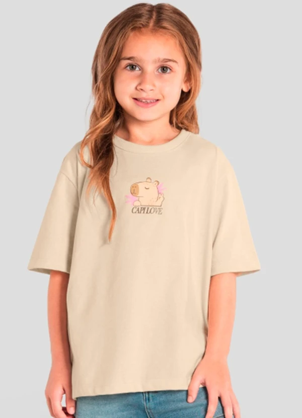 Brandili - Blusa Infantil Menina de Capivara Bege 1