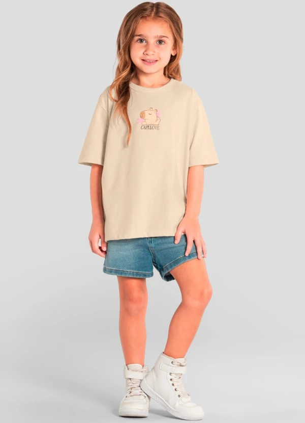 Brandili - Blusa Infantil Menina de Capivara Bege 3